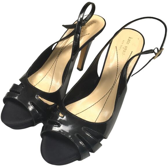 Kate Spade Heels Slingback Black Open Toe Stiletto Women's 9 High Heel Shoe - Picture 2 of 15